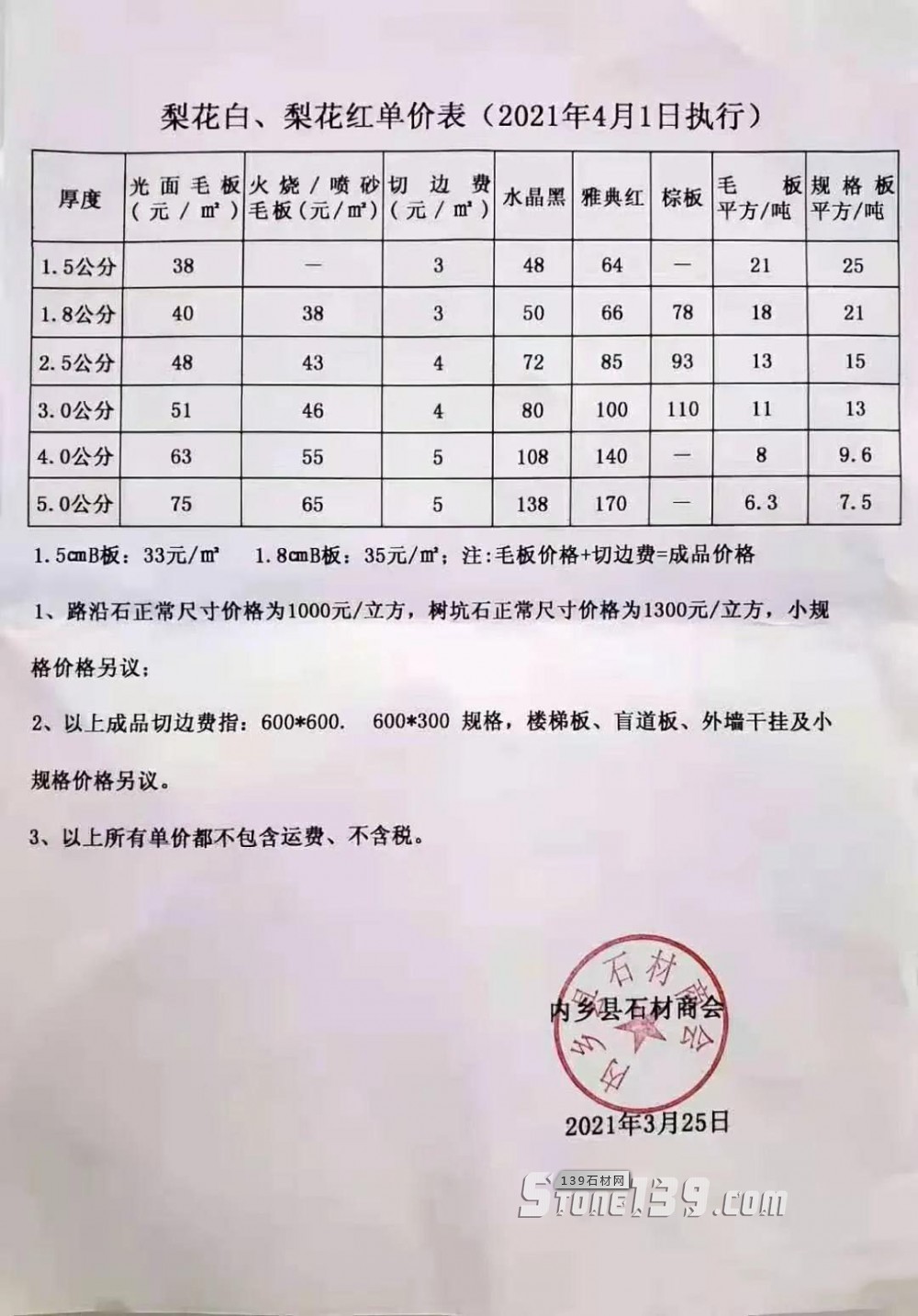 河南內(nèi)鄉(xiāng)梨花白、梨花紅石材漲價(jià)，梨花白梨花紅最新報(bào)價(jià)單